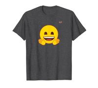 Émoticône Jaune Sourire Visage Sourire Mains Ouvertes T-Shirt, Homme, Chiné Foncé, L
