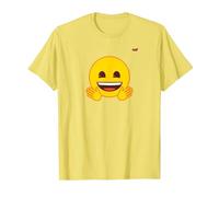 Émoticône Jaune Sourire Visage Sourire Mains Ouvertes T-Shirt, Homme, Citron, XL