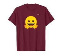 Émoticône Jaune Sourire Visage Sourire Mains Ouvertes T-Shirt, Homme, Marron, M