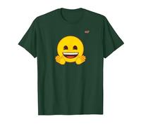 Émoticône Jaune Sourire Visage Sourire Mains Ouvertes T-Shirt, Homme, Vert Forêt, L