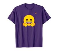 Émoticône Jaune Sourire Visage Sourire Mains Ouvertes T-Shirt, Homme, Violet, L