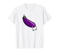 Émoticônes d'aubergine de Prince Albert LGBT+ T-Shirt Graphique avec Valeur, Homme, Blanc, L