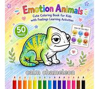 Emotion Animals: Cute Coloring Book for Kids with Feelings Learning Activities: 50 Adorable Black and White Animals Showing Emotions | Happy, Shy, ... | Right-Hand Page Layout for Easy Coloring