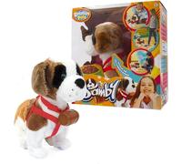 Emotion Pets Giochi Preziosi Samby en Peluche Tendre de Saint-Bernard à câliner et à déborder avec sa Laisse et sa tonneau, pour Enfants à partir de 3 Ans, MTM2300, Multicolore