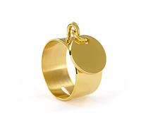 Emotional Bague pour femme avec petite médaille en acier doré ronde de 12 mm, personnalisable Pour tout type d'événements