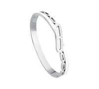 Emotional Bracelet jonc acier inoxydable femme Jonc articulé maille marine cristaux émail blanc, Marin & Chic [Bracelet fantaisie femme] (Argenté)