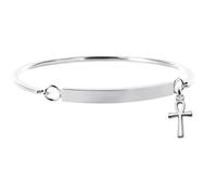 Emotional Bracelet personnalisé femme Gourmette jonc croix égyptienne à graver, Symbole & Élégance [Jonc acier inoxydable femme] (Argenté)