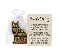 Emotional Hug Greeting Card - Inspirational Artistic Pocket Card, Mini Cat Decor, Uplifting Message Çard for Commuting Travel School, Men Women Adults Teens Grandmother Family Friends Thoughtful