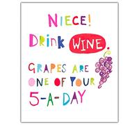 Emotional Rescue Carte d'anniversaire Niece, Drink Wine, Paper Salad