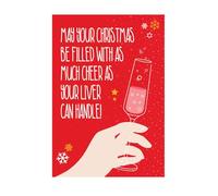 Emotional Rescue Carte de Noël humoristique « May your Christmas be Filled with as Much Cheer as your Liver can Handle » - Multicolore - 17,6 x 12,4 cm