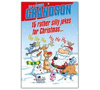 Emotional Rescue Carte de Noël pour petit-fils 10 Rather Silly Jokes for Christmas Carte de Noël Bleu et rouge 23,5 x 15,9 cm