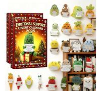 Emotional Support Advent Calendar 2025 - 24-Day Christmas Countdown with 24 Acrylic Ornaments, Crochet-Style Characters, Stress-Relief Companion Set, Holiday Décor for Adults(2pcs)