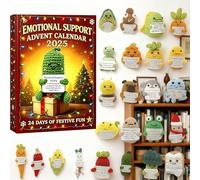 Emotional Support Advent Calendar 2025 - 24-Day Christmas Countdown with 24 Acrylic Ornaments, Crochet-Style Characters, Stress-Relief Companion Set, Holiday Décor for Adults(1pcs)
