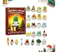 emotional support advent calendar, 24-Day Christmas Countdown with 24 Acrylic Ornaments 2025,Stress-Relief Companion Set, Holiday Décor for Adults-A