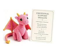 Emotional Support Dragon Plush Pocket Buddy Soft Mini Comfort Companion Stress Relief Desk Decor Cute Dragon Gift for Anxiety Relief Cheer Up Present for Adults Friends Office (Pink)