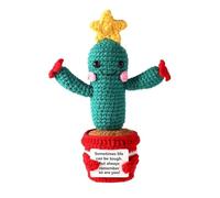 émotionnelle en Forme de Cactus au Crochet - de Soutien d'encouragement - en Peluche Positive tricotée - 18 x 5 cm - pour intérieur, décoration, Table, Chambre à Coucher