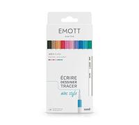 Emott - Uni Ball - Uni Mitsubishi Pencil - 10 Feutres Pastel Colors - Écrire, Dessiner, Tracer - Pointe 0,4mm - Violet, Vert, Corail, Gris, Rose Bonbon, Saumon, Rose Clair, Beige, Bleu Clair, Ciel