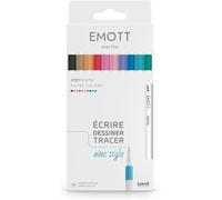 Emott - Uni Ball - Uni Mitsubishi Pencil - 10 Feutres Pastel Colors - Écrire, Dessiner, Tracer - Pointe 0,4mm - Violet, Vert, Corail, Gris, Rose Bonbon, Saumon, Rose Clair, Beige, Bleu Clair, Ciel