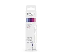 Emott - Uni Ball - Uni Mitsubishi Pencil - Pochette de 5 Feutres Floral Colors - Pour Écrire, Dessiner, Tracer avec Style ! - Pointe Fine 0,4 mm - Mauve, Lilas, Rose Bonbon, Rose Vif, Brume Marine
