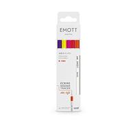 Emott - Uni Ball - Uni Mitsubishi Pencil - Pochette de 5 Feutres Passion Colors - Pour Écrire, Dessiner, Tracer avec Style! - Pointe Fine 0,4 mm - Rouge, Rose Fuchsia, Rose, Jaune Citron, Orange Fonce