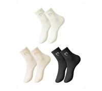 EMOTTOS 3 Paires 35-39 Chaussettes Tennis Sport Femme Motifs Imprimé Coeur, Coton Crew Socks, Maille Respirantes Antidérapantes Bord Cuff Élastique Orteils Sans Couture Athletic Running Randonnée
