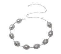 EMOTTOS Ceinture à chaîne Concho pour femme, Chaîne de taille en métal ajustable Western Cowboy Cowgirl pour femmes, Ceintures boho exquises pour jeans robe(C-SILVER)