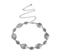 EMOTTOS Ceinture à chaîne Concho pour femme, Chaîne de taille en métal ajustable Western Cowboy Cowgirl pour femmes, Ceintures boho exquises pour jeans robe(A-SILVER)