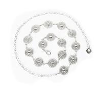 EMOTTOS Ceinture à chaîne métallique pour femme, Chaîne de taille en métal ajustable Western Cowboy Cowgirl pour femmes, Ceintures métalliques exquises avec perles pour jeans robe(B-SILVER)