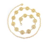 EMOTTOS Ceinture à chaîne métallique pour femme, Chaîne de taille en métal ajustable Western Cowboy Cowgirl pour femmes, Ceintures métalliques exquises avec perles pour jeans robe(B-GOLD)