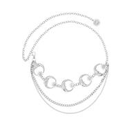 EMOTTOS Ceinture à chaîne métallique pour femme, Chaîne de taille en métal ajustable Western Cowboy Cowgirl pour femmes, Ceintures métalliques exquises avec perles pour jeans robe(D-SILVER)