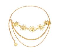 EMOTTOS Ceinture à chaîne métallique pour femme, Chaîne de taille en métal ajustable Western Cowboy Cowgirl pour femmes, Ceintures métalliques exquises avec perles pour jeans robe(C-GOLD)