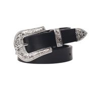 EMOTTOS Ceinture en cuir vintage pour femme- Boucles sculptées Ceintures de cow-boy occidentales pour femmes, ceinture avec boucle rétro sculptée exquise pour jeans robe robe(A-SILVER)
