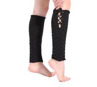 EMOTTOS Jambières Guêtres pour Femmes 1 Paire, Jambières Tricotée avec Sangle Ajustable pour d'hiver, Longues Chaussettes Leg Warmers Guêtres pour Ballet Danse, Taille Unique, Noir