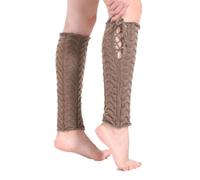 EMOTTOS Jambières Guêtres pour Femmes 1 Paire, Jambières Tricotée avec Sangle Ajustable pour d'hiver, Longues Chaussettes Leg Warmers Guêtres pour Ballet Danse, Taille Unique, Marron