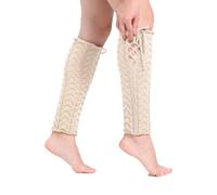 EMOTTOS Jambières Guêtres pour Femmes 1 Paire, Jambières Tricotée avec Sangle Ajustable pour d'hiver, Longues Chaussettes Leg Warmers Guêtres pour Ballet Danse, Taille Unique, Beige