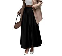 EMOTTOS Jupe en Satin pour Femme, Jupe Noire Unie, Taille élastiquée, Décontractée Et Confortable pour L'été, Noir M