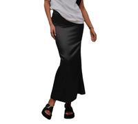 EMOTTOS Jupe Longue pour Femmes, Hanche Enveloppante Jupe Culotte à Taille Haute en Satin, Jupe Longue Féminine Décontractée de Haute Qualité avec Fermeture Éclair, XL, Noir