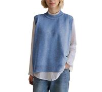 EMOTTOS Pull sans Manches Gilet Débardeur pour Femmes, Pull-Over uni sans Manches à Boutons Latéraux et col Rond, Pull Over Soft Casual Vintage Sweat-Shirt, Bleu, Taille Unique