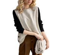EMOTTOS Pull sans Manches Gilet Débardeur pour Femmes, Pull-Over uni sans Manches à Boutons Latéraux et col Rond, Pull Over Soft Casual Vintage Sweat-Shirt, Beige, Taille Unique
