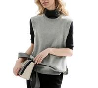 EMOTTOS Pull sans Manches Gilet Débardeur pour Femmes, Pull-Over uni sans Manches à Boutons Latéraux et col Rond, Pull Over Soft Casual Vintage Sweat-Shirt, Gris, Taille Unique