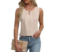 EMOTTOS Tops sans Manches froncés pour Femmes, Débardeur d'été décontracté à col en V et découpes, Débardeur sans Manches à Ourlet incurvé avec Ourlet à Taille cintrée(Apricot-M)