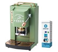 emozioni quotidiane Faber PRO Deluxe Machine à café avec garniture en laiton à gaufres en papier Ese 44 mm + kit d'entretien détartrant + 20 dosettes de café offert (vert)