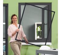 empasa Moustiquaire Basic cadre en aluminium blanc, marron ou anthracite | toile FILATEC® noire, kit à découper pour montage soi-même, moustiquaire fenêtre, Couleur : anthracite, Taille : 120 x 140