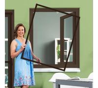 empasa Moustiquaire fenêtre, cadre en aluminium à découper sur mesure Master Slim blanc, brun ou anthracite, différentes tailles disponibles, Couleur:marron, Taille:130 x 150