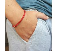 Empath Protection Bracelet extensible en corail rouge rouge de 4 mm pour homme, femme, petit ami et adulte., 7 inch, Pierre