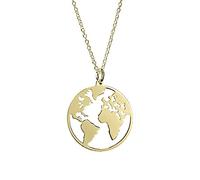 EMPATHY JEWELS Collier Femme Avec Pendentif Carte Du Monde En Argent 925, Fine Chaîne Dont La Longueur Est De 42 Cm. Cadeau Anniversaire Femme