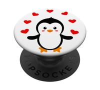 Emperor Penguin Red Heart Antarctica Winter Gift White PopSockets PopGrip Adhésif