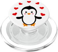 Emperor Penguin Red Heart Antarctica Winter Gift White PopSockets PopGrip pour MagSafe