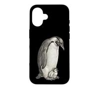 Emperor Penguins and Chick Vintage Art Coque pour iPhone 16