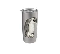 Emperor Penguins and Chick Vintage Art Gobelet isotherme en acier inoxydable double paroi